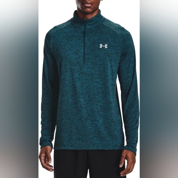 Men's UA Tech™ ½ Zip Long Sleeve Loose Fit Heather Teal Pullover XL - Picture 1 of 8